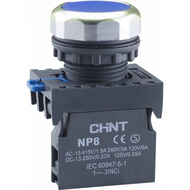 Кнопка управления NP8-20BND/6 подствет. самовозв. AC110-230В(LED) 2НО IP65 (R) син. CHINT 667641