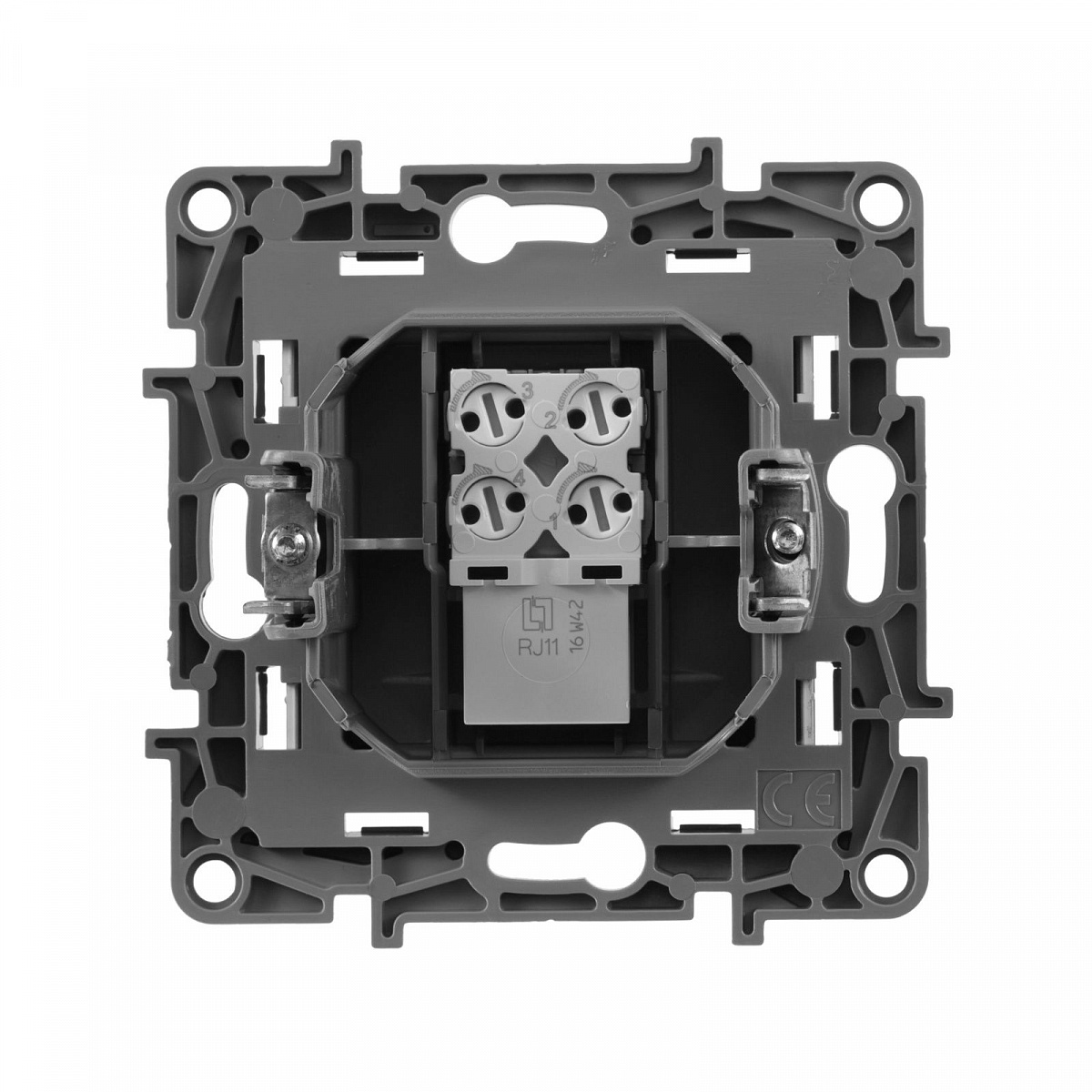 Розетка телефонная 1-м СП Etika RJ11 механизм алюм. Leg 672440